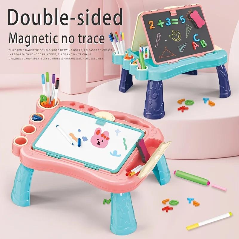 Drawing Magnetic Board Toys For Kids Infant Early Learning Double Sided Foldable Tabletop Drawing Easel Erasable Writing Pad