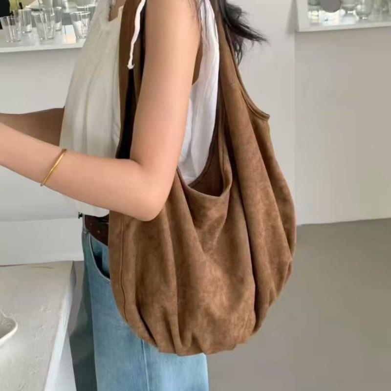 New Korean Version of Fashion Flannel Shoulder Bag, Simple Tote Bag, Literary and Lazy Leisure Bag, Simple and Versatile