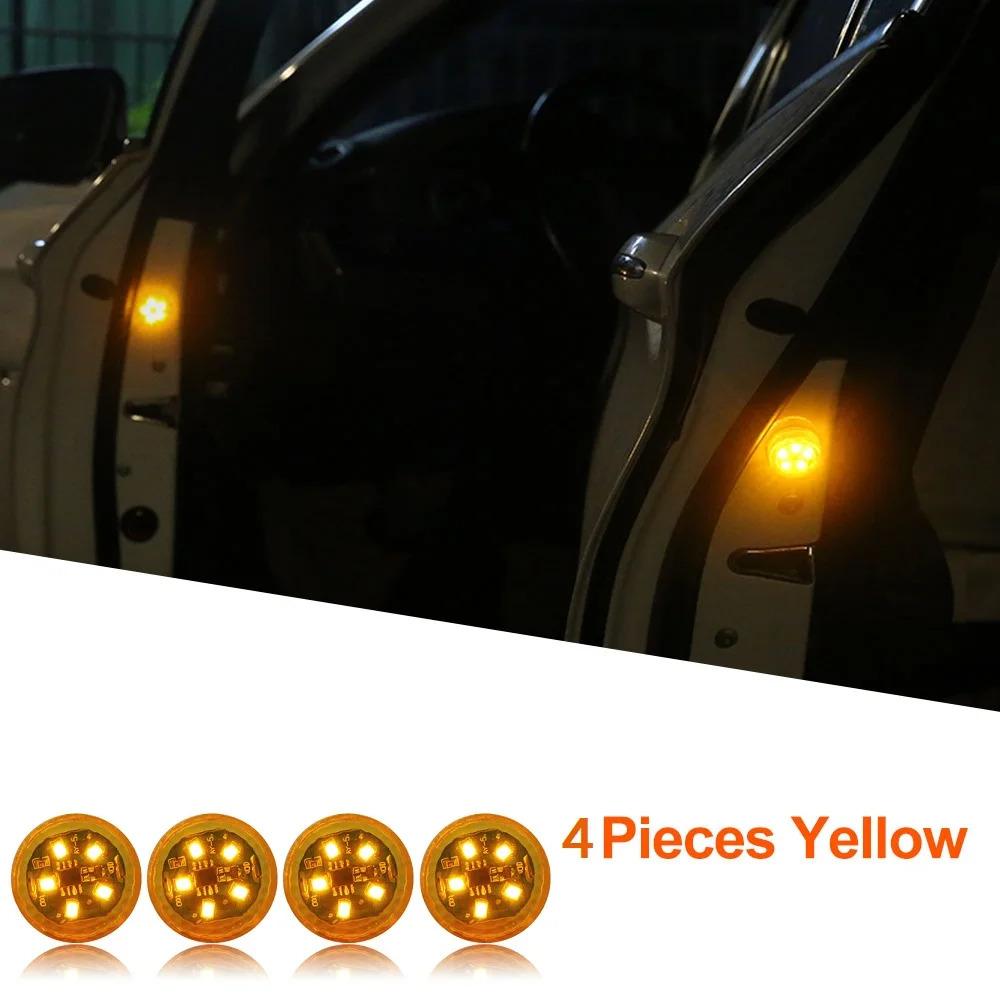 1-4pcs Universal LED Car Opening Door Safety Anti-collision Lights Magnetic Sensor Strobe Flashing Alarm Lights Parking Lamp