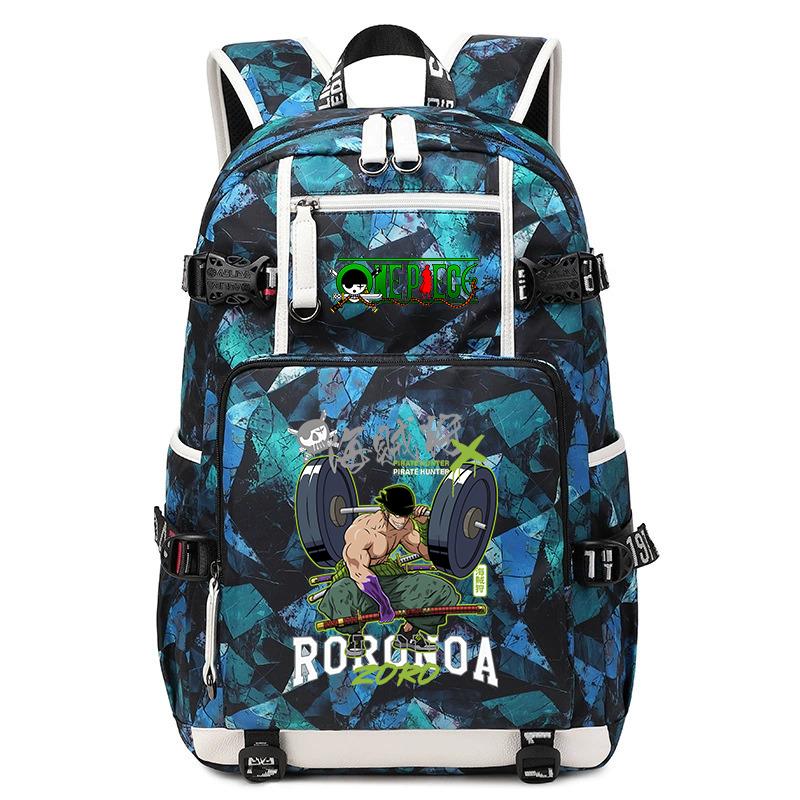 One Piece Zoro Print Large Capacity School Backpack For Kids Teens Anime Bookbag