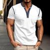 Business Casual Sommer Neu Herren O-Ausschnitt Knopf Kontrastfarbe Dünner Stil High Street Mode Büro Soziales Kurzarm Tops