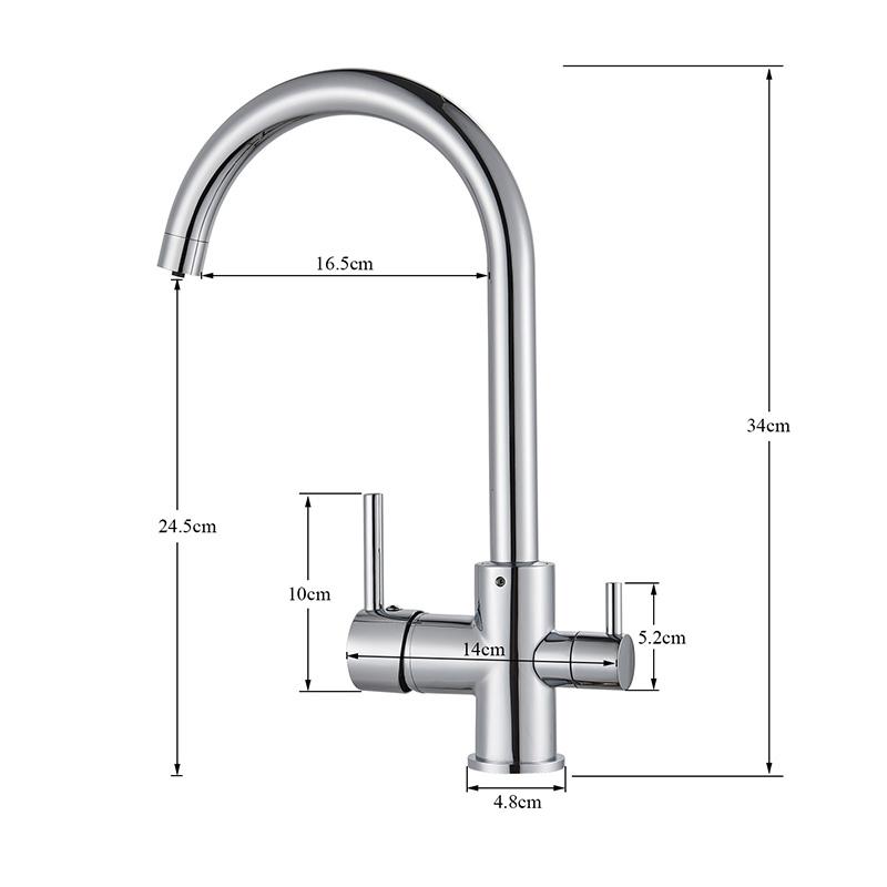Filtered Pure Drinking Water Kitchen Sink Faucet Single Hole Double Handle Rotatable Hot and Cold Water Kitchen Sink Faucet