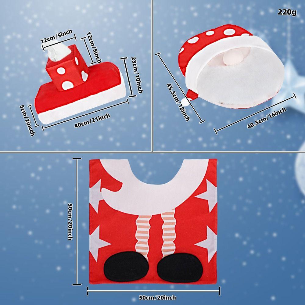 Cute Toilet Seat Cover Polyester Toilet Cover Set New Christmas Toilet Lid Cover  Christmas