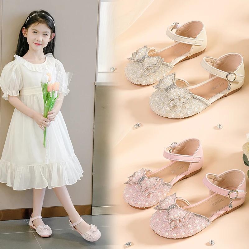*Summer Fashion Soft/Comfortable Pearl Princess Casual Shoes Hot Selling Elegant and Lightweight Baotou Children's Flat Sandals