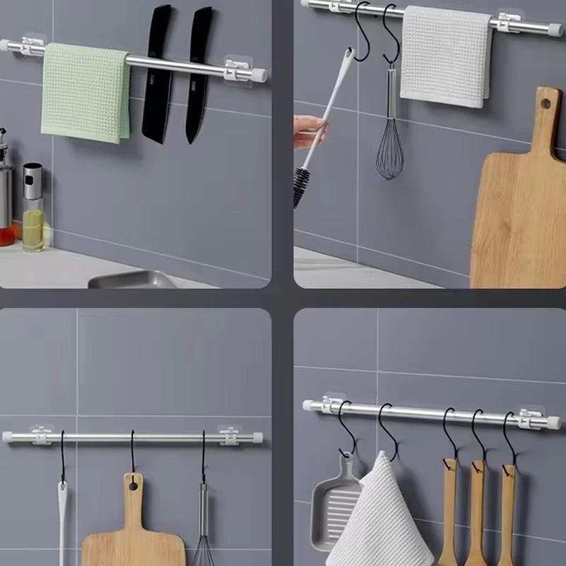 2 Stück verstellbarer Vorhangstangenclip, selbstklebender Klemmhaken, Vorhanghalter, Wandhalterung, nagelfreier Wandbehangclip