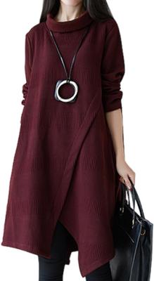 Neiman od Turtleneck Dlouhé pro ženy ve velikosti L Šaty, Asymetrické, Rukáv, Tunika á-line, Délka ke kolenům, Lichotivé, Roztomilé, 20s, Neformální,