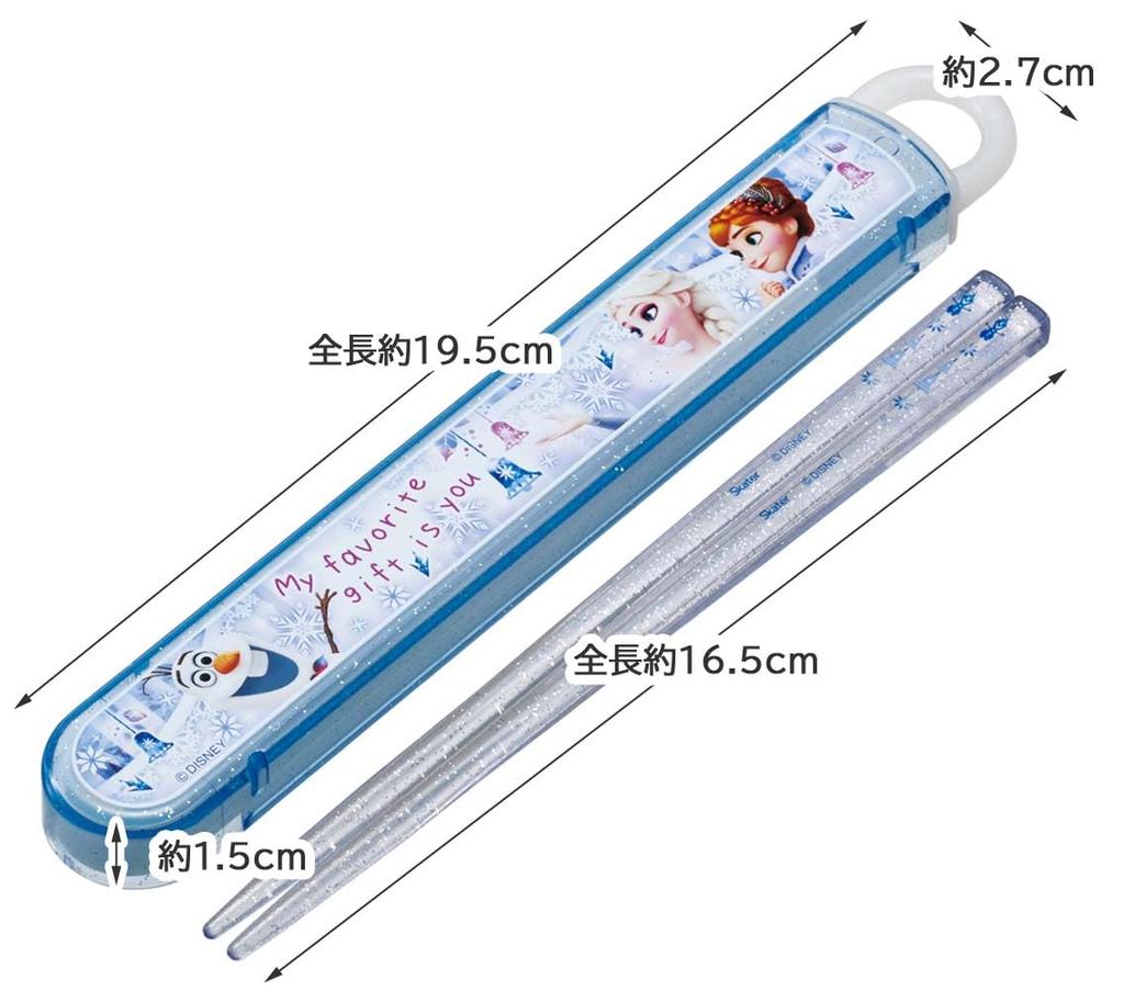 Skater Chopsticks and Chopstick Case Perfect for Sliding Made In Disney Frozen Children's Set, 16.5cm, Lunchboxes, Antibacterial, Easy-Opening Design,