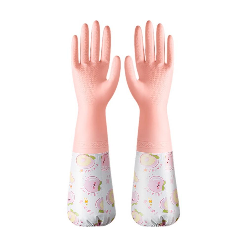 

Fleece Lined Dishwashing Gloves Thickened Winter Gloves Household Gloves Kitchen Gloves Gardening S розовый