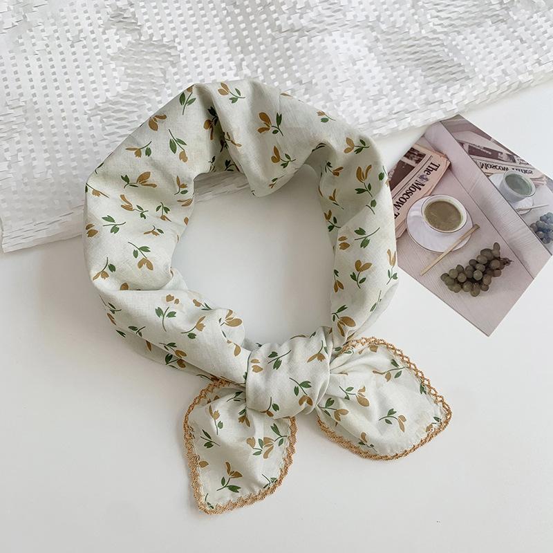 Headscarf summer women's pastoral spring and summer literary scarf square scarf fashion scarf floral headband decorative silk scarf