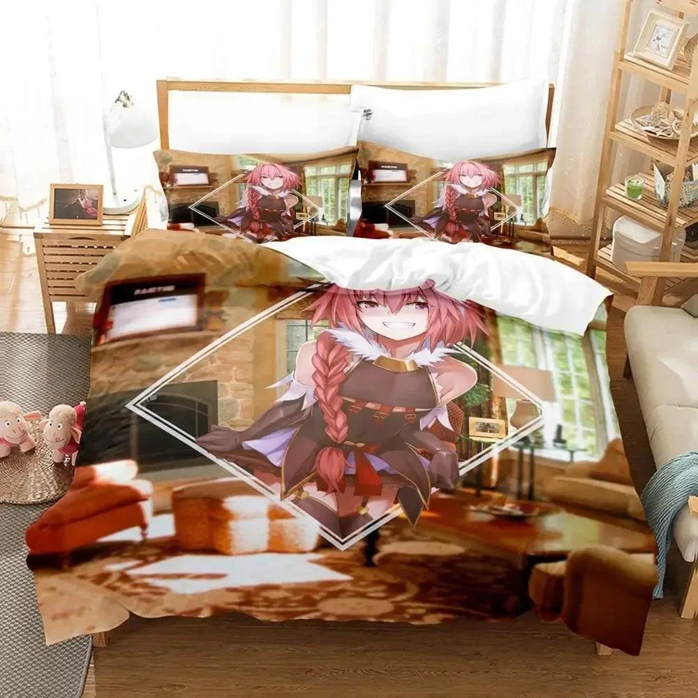 New Anime Fate - Astolfo Bedding Set Printed Bed Set With Pillowcase Bed Duvet Cover Soft Single Double Queen Super King Size