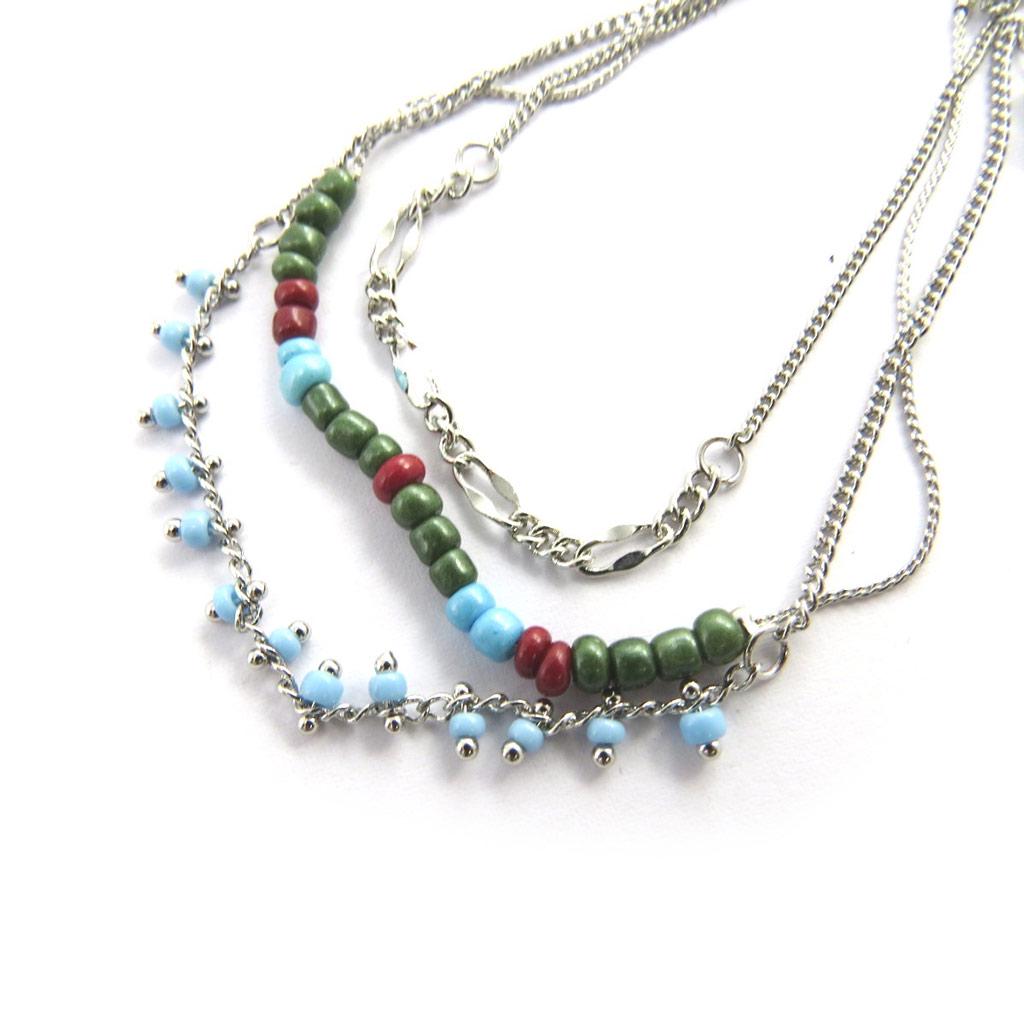 Les Trésors De Lily [M9319] - Blue Green 'Kilimanjaro' Ankle Chain (3 Rows)