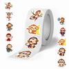 500/roll Cartoon Monkey Roll Sticker Cute Animal Children DIY Skateboard Suitcase Sticker