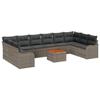 VidaXL Ensemble de canapé de jardin 10 pièces avec coussins en gris, poly rotin, acacia 3356165