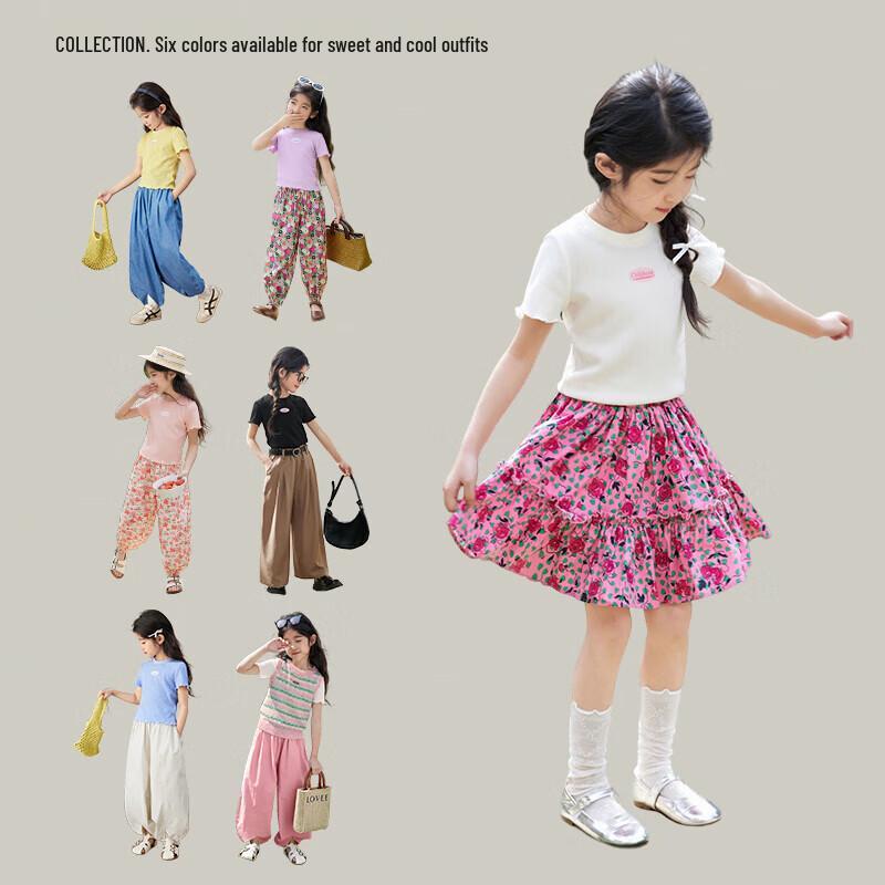 LUSON Chen Dazhu Girls  Short Sleeve Letter Print T-Shirt 160