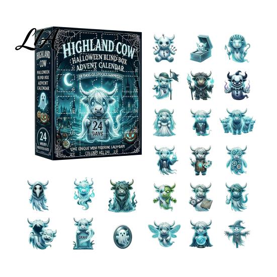 Christmas Tree Hanging Sheets 3D Highland Cow Advent Calendar 2026, Countdown with Cute Holiday Home Decorations Farm Cattle Mini Figurines