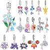 Orstarry 925 Silver Fresh Beautiful Bellflower Original Pendants Bracelet Charms Jewelry Party Beads DIY Trendy Gift