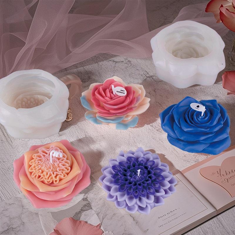DIY Rose Candle Silicone Mold Handmade 3D Simulation Eternal Rose Soap Resin Chocolate Cake Making Mold Wedding Decoration Gift