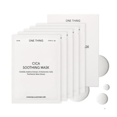 ONE THING Cica Upokojujúca maska 1SADA Kombinovaná mastná citlivá drsná obsahuje Centellu kyselinu hyalurónovú medúzu plátenná maska na tvár pleť tváre Kórejská kozmetika (5