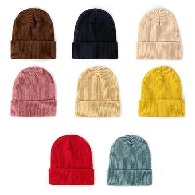 Warm Knitted Wool Cap Unisex Beanie Stretch Thick Knitted Cap for Cold Weather