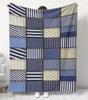 Vintage Patchwork Blanket Denim Style Splicing Design Soft Skin-Friendly Throw Blanket Warm Blanket for Bedroom and Living Room