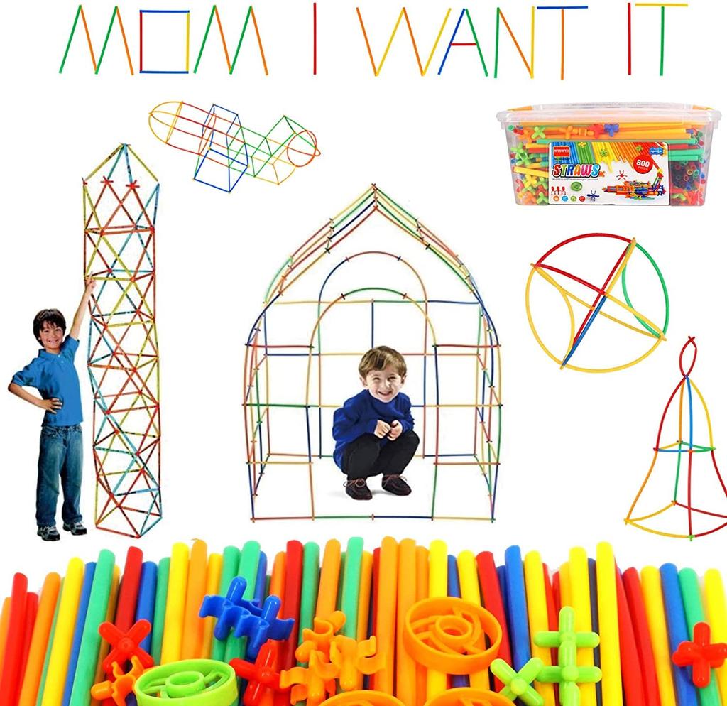 WYSWYG 800-Piece Tube-Style Building Blocks, Educational Toy, 3D Space Building Blocks, Preschool Educational Toy (Box Included)