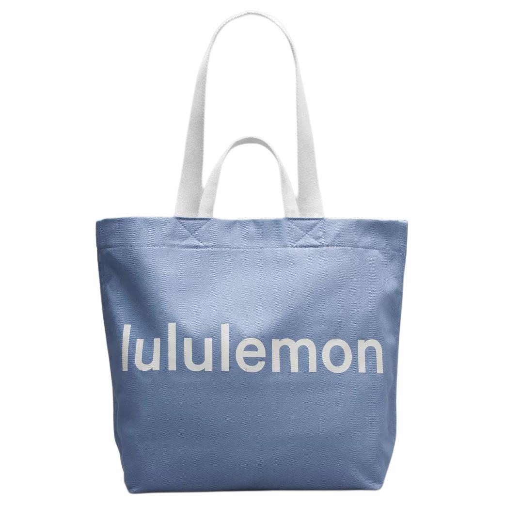 Lululemon Double-Handle 17L Brand Letter Print Snap Closure Cotton Tote Bag Women Tote Bag Oasis-Blue LU9BZBS-067711 Oasis Blue