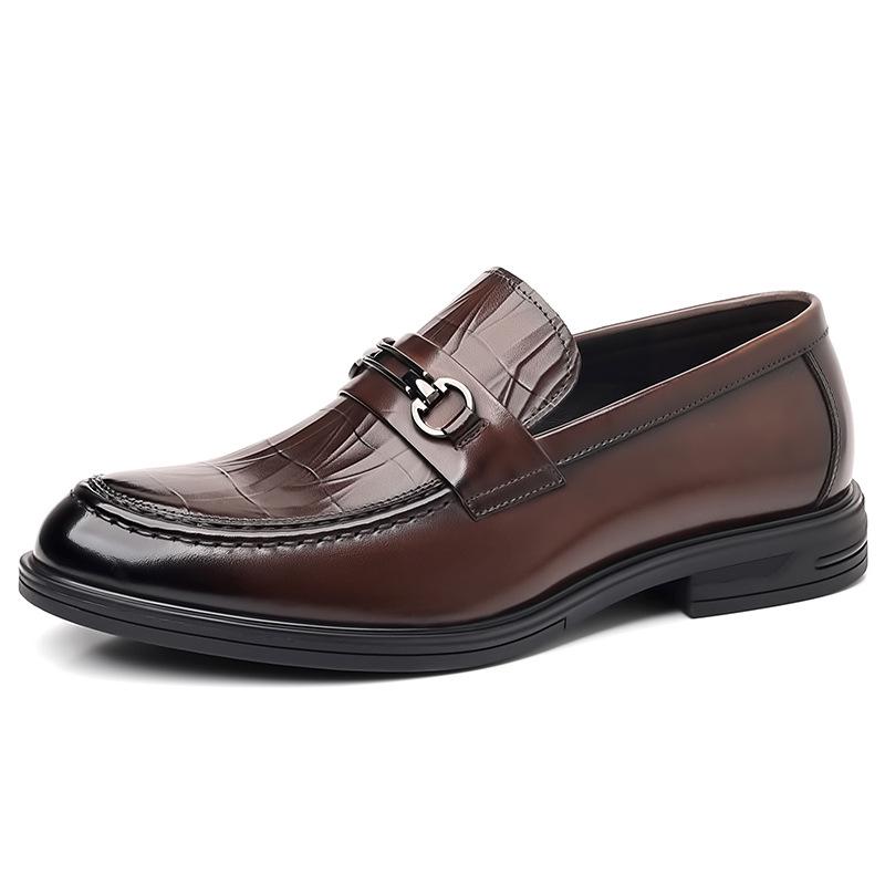 Men s Crocodile Pattern Leather Driving Loafers: Autumn Sole, British Style, Formal Slip-On Shoes 41 коричневый