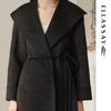 ELLASSAY Women's 2025 Autumn Lamb Wool Shawl Lapel Coat