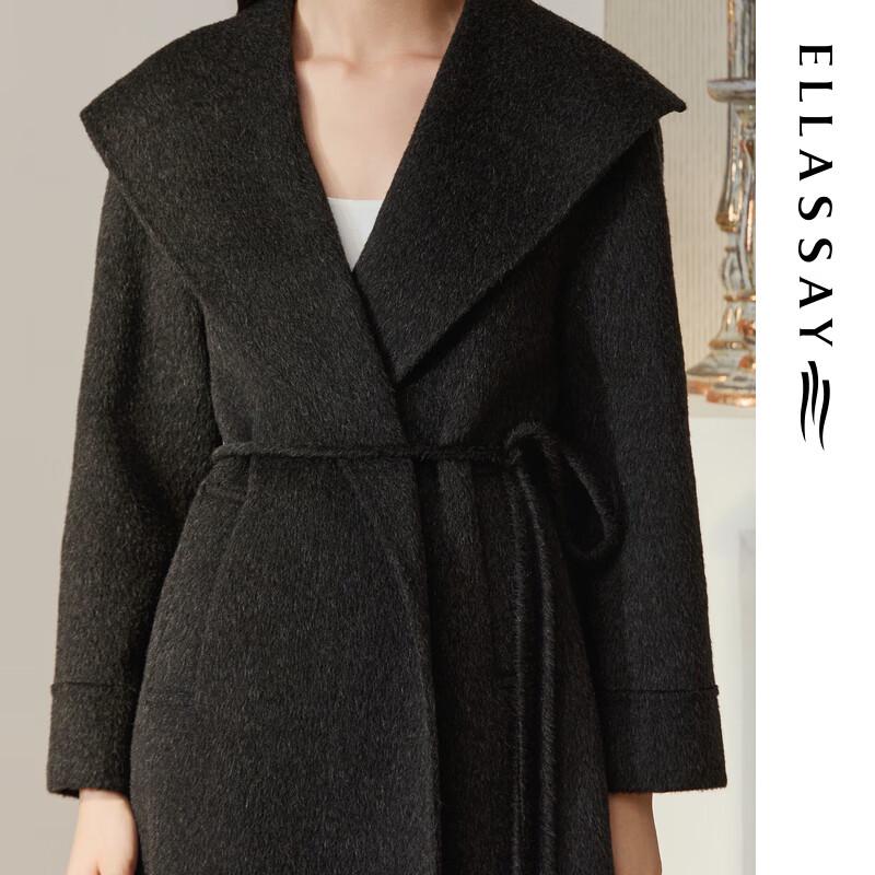 ELLASSAY Women's 2025 Autumn Lamb Wool Shawl Lapel Coat