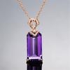 Elegant Luxury Rectangular Amethyst Gemstone Pendant with Zircon Accents for Women
