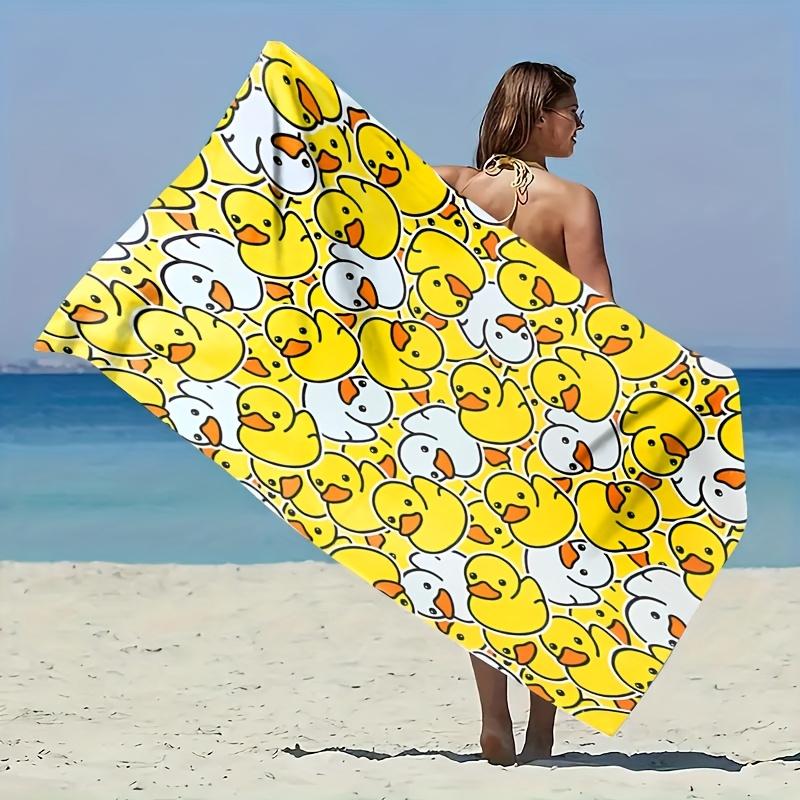 Yellow Rubber Duck Beach Towel Cute Cartoon Print Soft Quick-Dry Large Bath Towel For Kids Swim Pool Travel Summer Fun