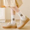 Plush Medium Tube Socks Little Bear Pattern Japanese Socks Fashionable Cotton Socks  Women's