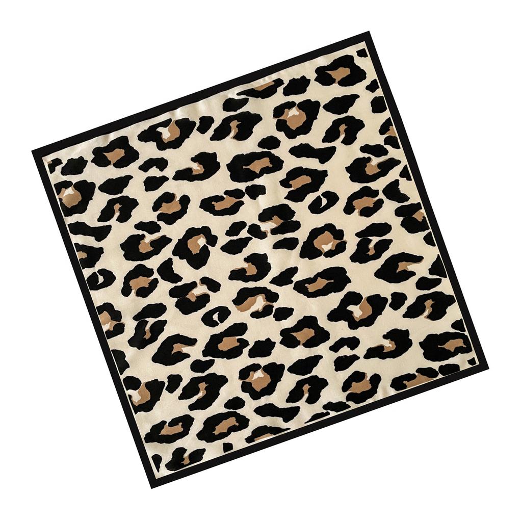 Leopard Print Silk Scarf for Women Girls Square Necktie Neck Scarf Fashionable and Versatile Accessory for Any Outfit