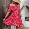 Robe d'été décontractée à imprimé floral, dénudée sur les épaules, coupe évasée