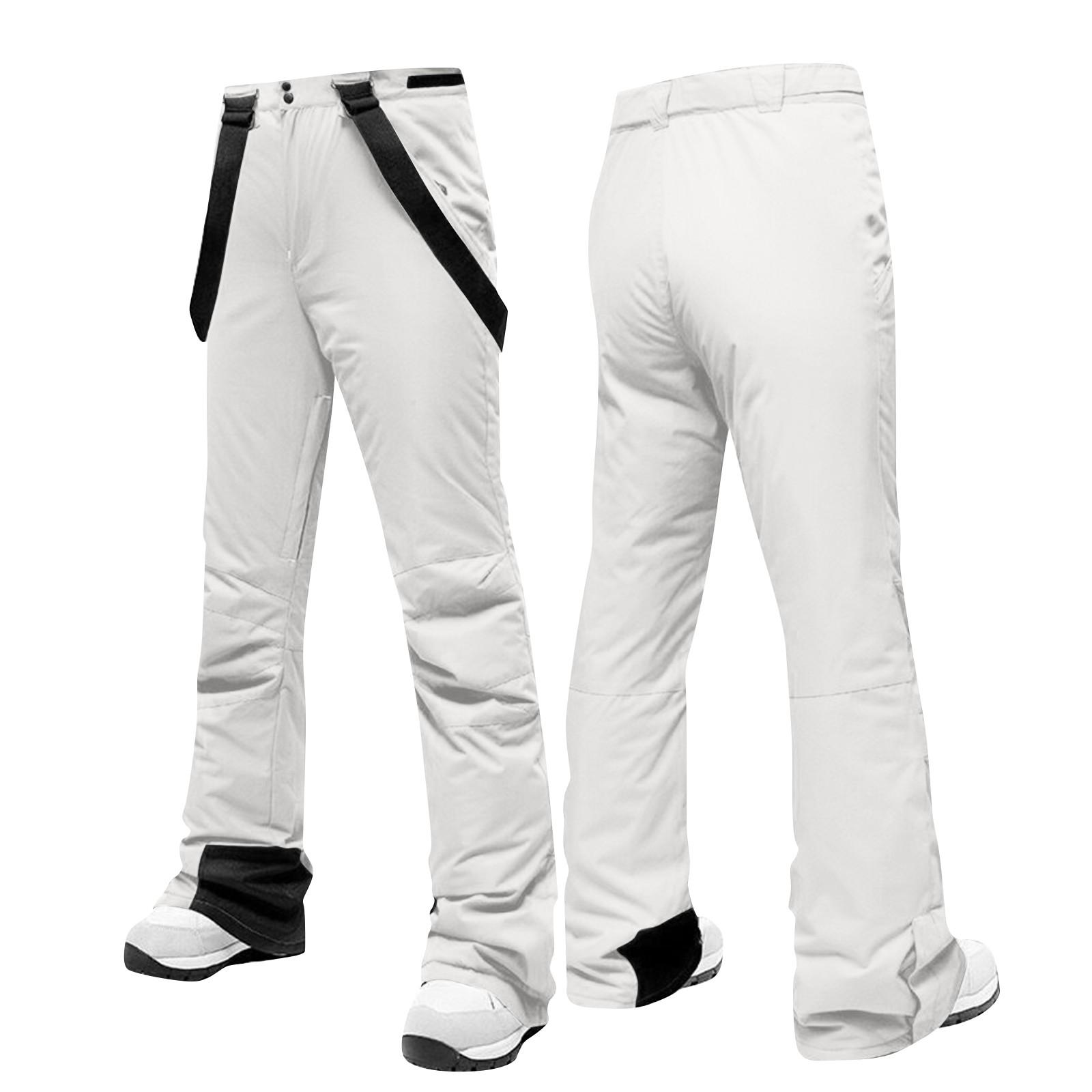 

Женские однотонные теплые толстые водонепроницаемые брюки с карманами и ремешком для лыж для женщин XL белый
