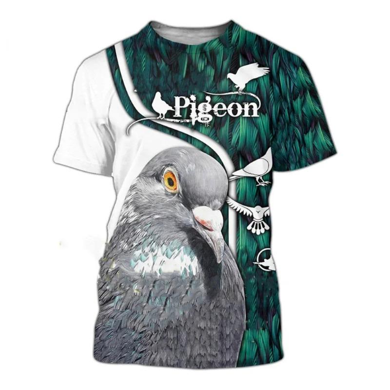 3D Harajuku Animal Print T Shirt for Men Funny Pigeon Pattern Short Sleeve Pullover Summer Casual O-neck Loose Tops