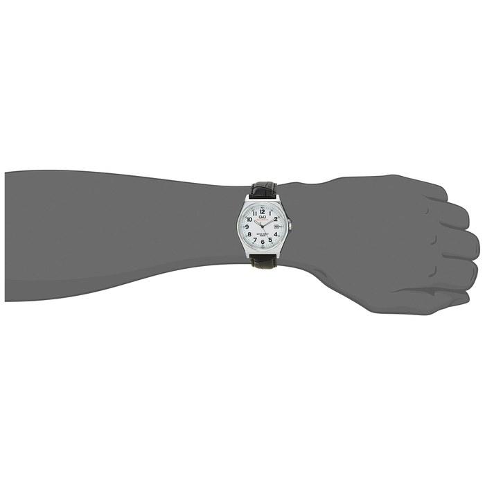 [Citizen Q&Q] Watch Q&Q Analog Solar Waterproof Date Leather Band White Dial H060-304 Men's Black (Leather)