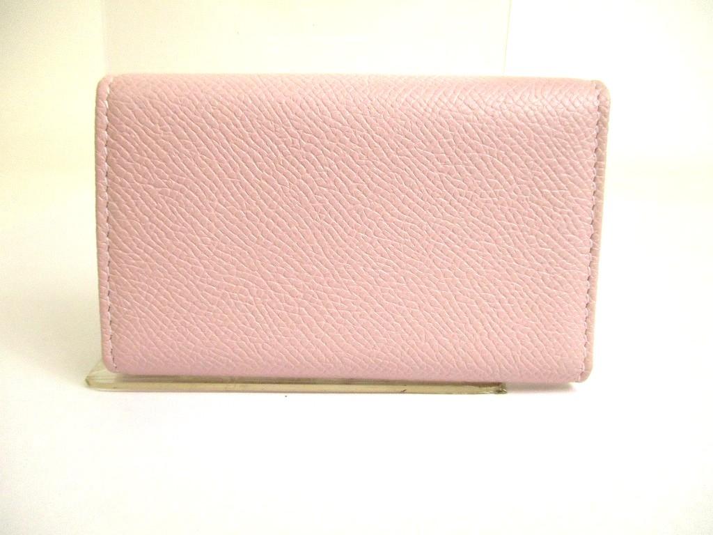 Authentic BVLGARI Light Pink Leather Logo Clip 6 Pics Key Chain #b031  Open Box