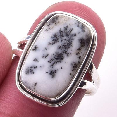 Natural Dendrite Opal Gemstone Handmade 925 Solid Sterling Silver Ring S.6 Y7v14