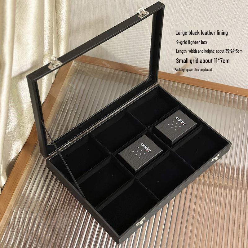 Transparent Glass Zippo Lighter Storage Box with Lid for Flint and Kerosene