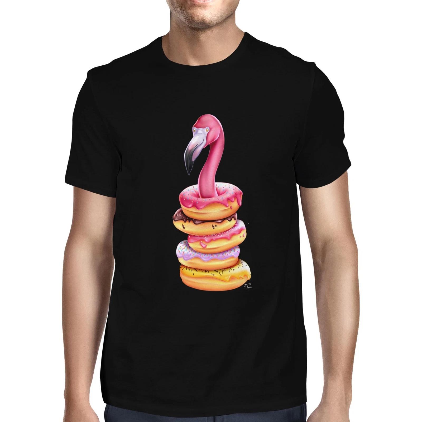 1Tee Mens Flamingo Donut Stack T-Shirt S