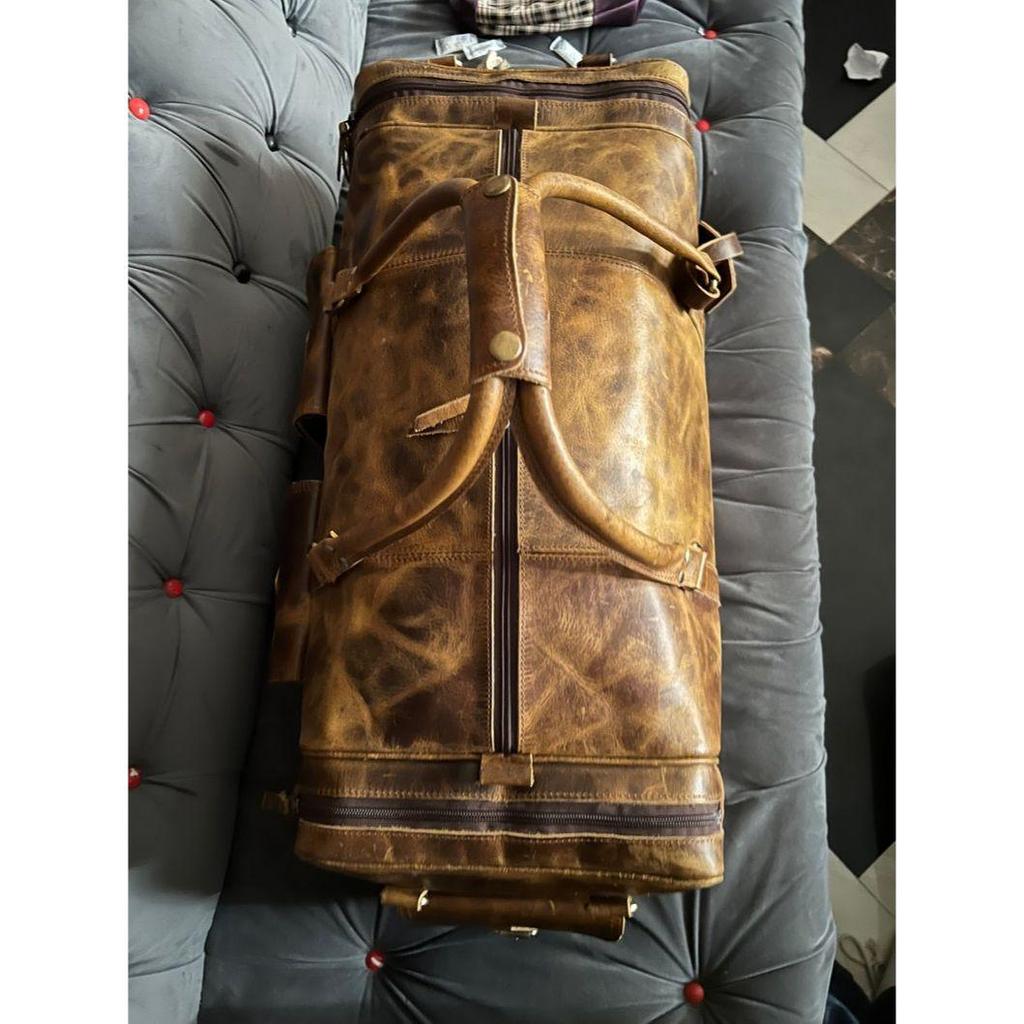 Handgemachte Reisetasche aus Leder für Herren und Damen, Reisetasche aus Leder für Übernachtungen und Wochenenden, Weihnachtsgeschenk