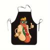 Funny Hot Dog Cartoon Kitchen Apron Chef Cooking Bibs Linen Waterproof Home Baking Uniform Multi Sizes