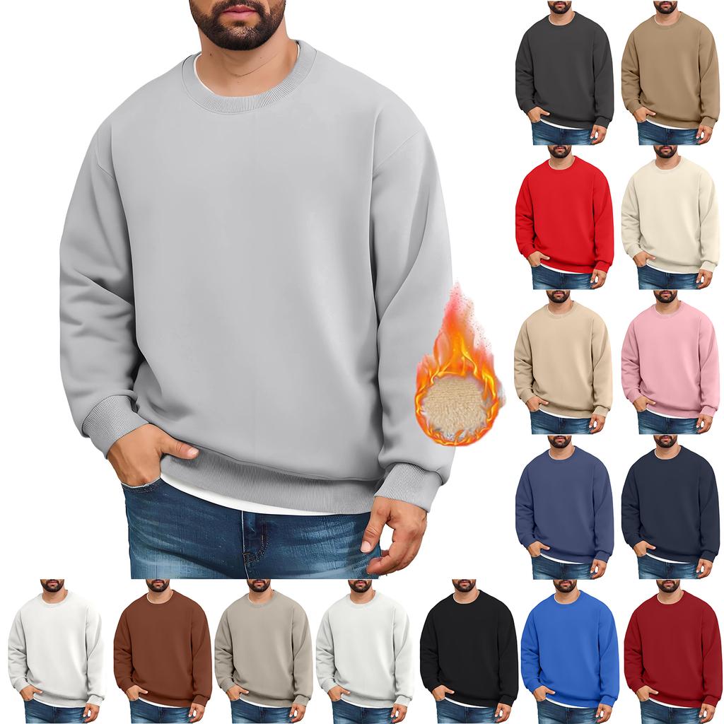 Men's Lined Sweatshirts Premium Heavy-weight Fleece Pullover Thick Thermal Sweatshirts