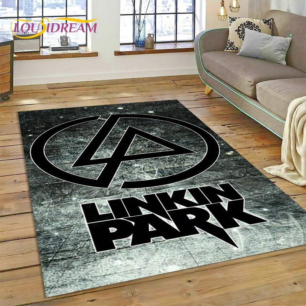 3D Ρετρό Ροκ Συγκρότημα 3D L-Linkin-Park Χαλί για Σαλόνι Υπνοδωμάτιο Διακόσμηση Σπιτιού, Αντιολισθητικό Πατάκι Διακόσμησης για Καναπέ Πατάκι Εισόδου
