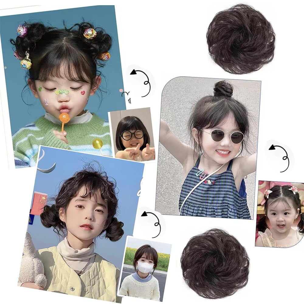 YIBOOOM Curly Scrunchies (2-Piece Set), Perfect for Wigs, Buns, and Small Chignons, Perfect for Kimono, Shichi-Go-San, Coming-of-Age Ceremonies, and
