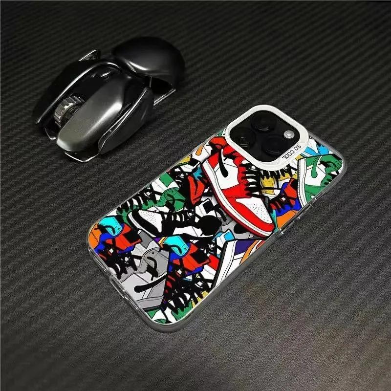 Fashion Sneaker Pattern Case for iPhone 16 12 13 mini 11 14 15 Pro Max Xs XR 7 8 Plus Dual Layer Hard Plastic Cover for Men Boys iPhone 12 Pro