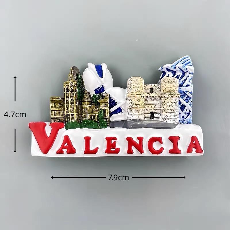 Valencia Castle Fridge Magnet Spain Travel Souvenir Cuenca Tenerife Menorca Resin Craft For Home Kitchen Decoration