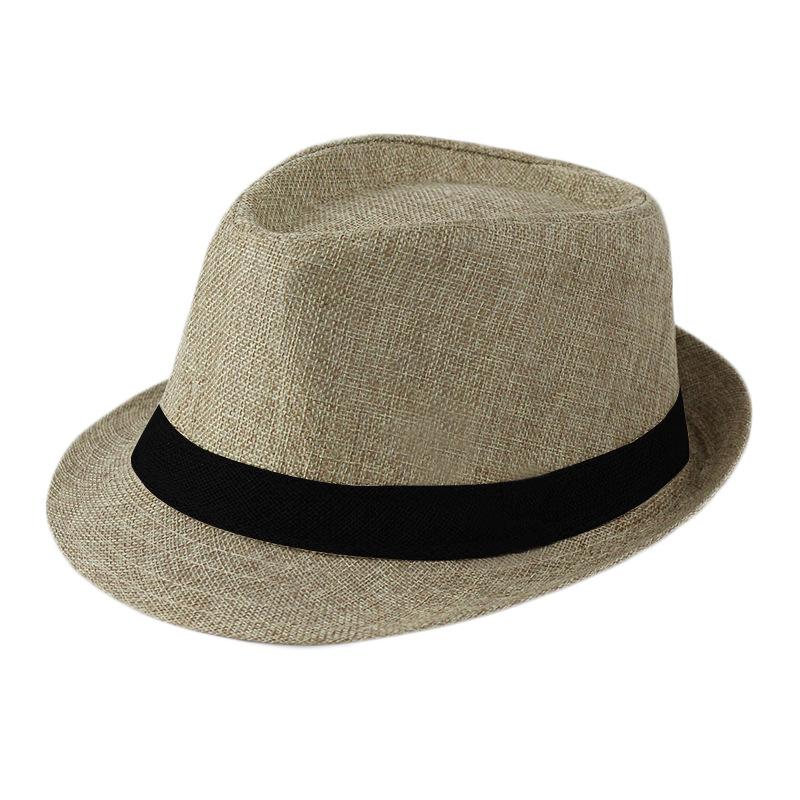 Cappelli Fedora Estivi per Uomo Mezza Età Cappellino Lino Panama Monocolore Jazz Cappello Cowboy Uomo Donna Festa Britannica Cappello da Sole