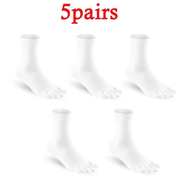 1/5Pairs Men's Five Toes Socks Breathable Anti Odor Five Finger Socks for Male White Black Sturdy Soft High Quality Mid Tube Sox
